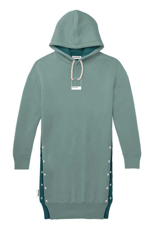 PANTONE - FunMix Collection 純棉拼色索繩連帽衛衣裙 (深綠/淺綠)