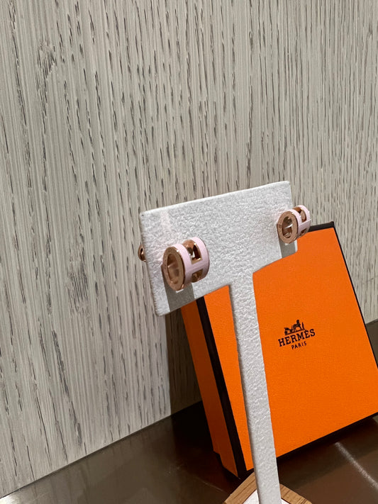 Hermes Mini Pop H Earrings Pink x RoseGold