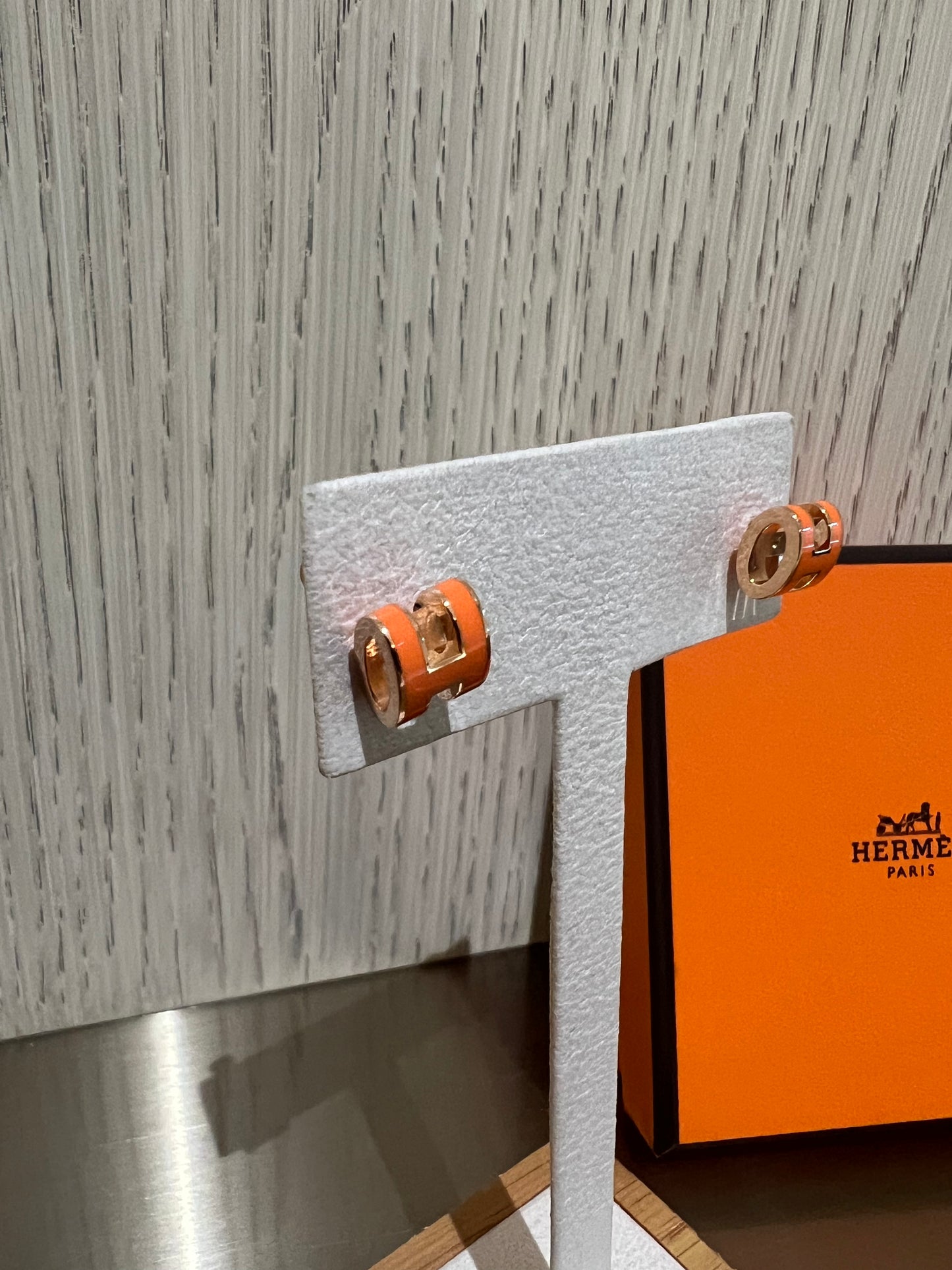 Hermes Mini Pop H Earrings Orange x Gold