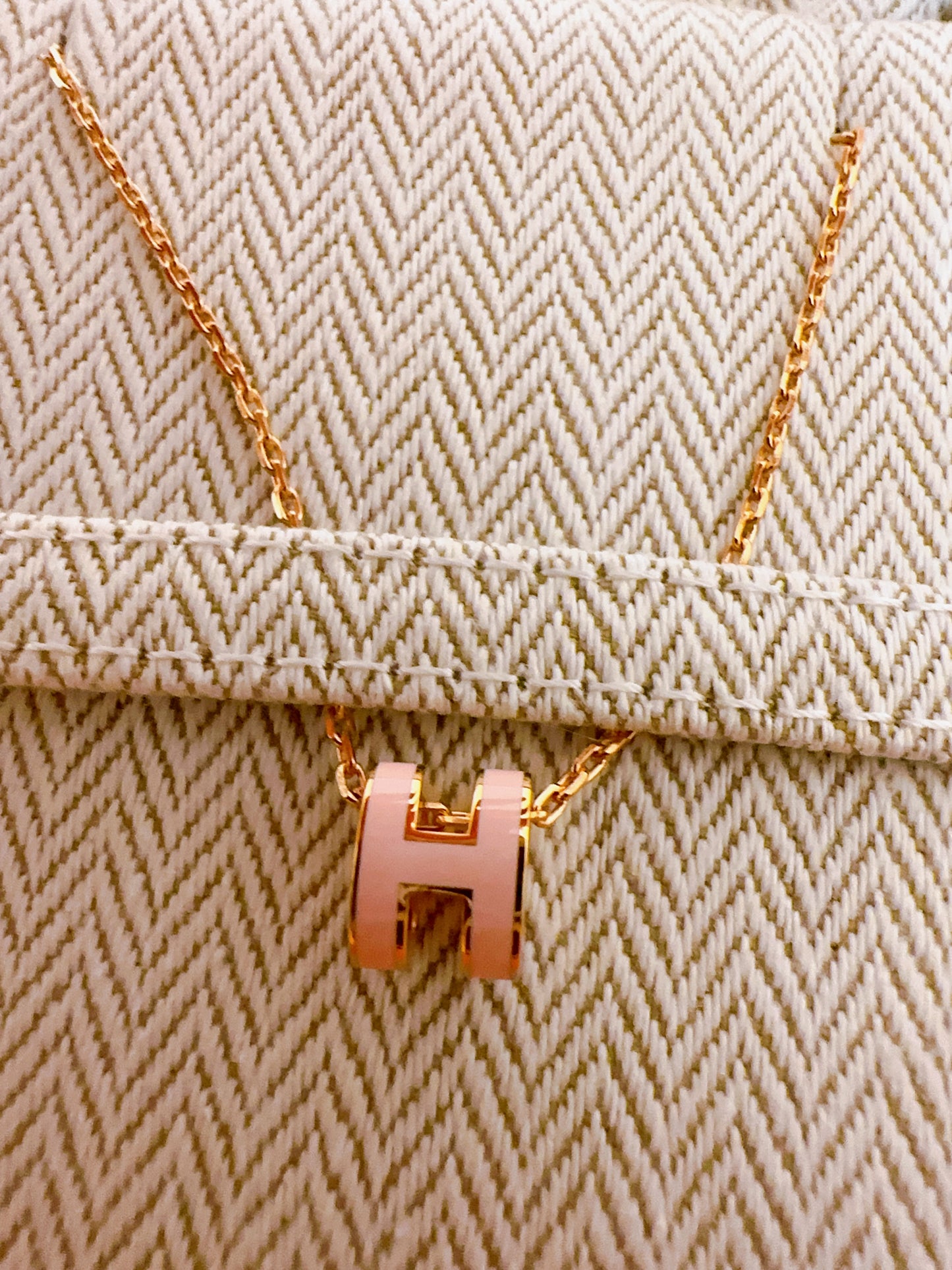 Hermes Mini Pop H Necklace pink x RoseGold