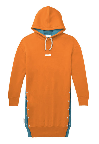 PANTONE - FunMix Collection 純棉拼色索繩連帽衛衣裙 (橙/潮水藍）