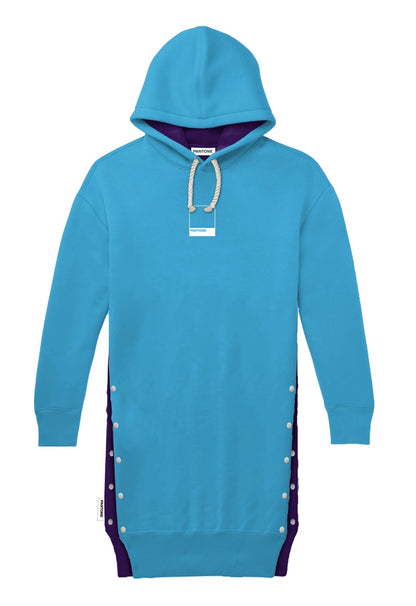 PANTONE - FunMix Collection 純棉拼色索繩連帽衛衣裙 (藍/紫）