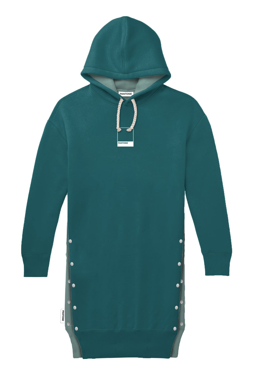 PANTONE - FunMix Collection 純棉拼色索繩連帽衛衣裙 (深綠/淺綠）