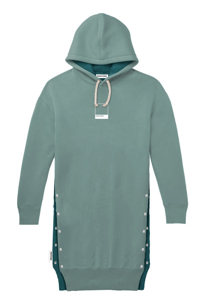 PANTONE - FunMix Collection 純棉拼色索繩連帽衛衣裙 (深綠/淺綠）