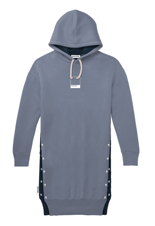 PANTONE - FunMix Collection 純棉拼色索繩連帽衛衣裙 (深藍/紫）